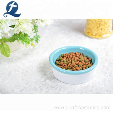 Round water feeding ceramic stoneware dog food bowl